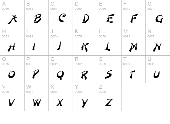 Painter Italic uppercase A-Z preview