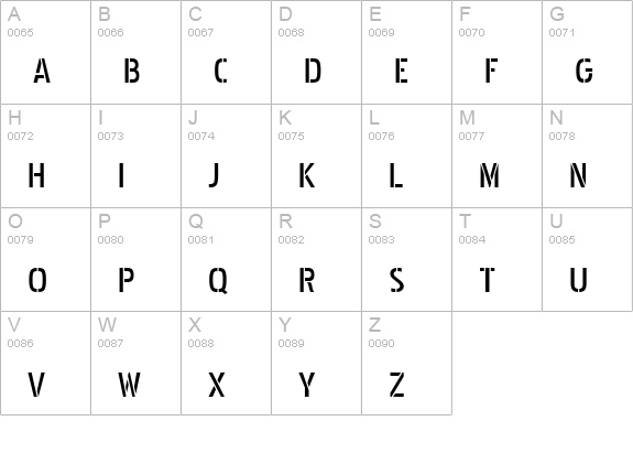 Pakenham Stencil uppercase A-Z preview