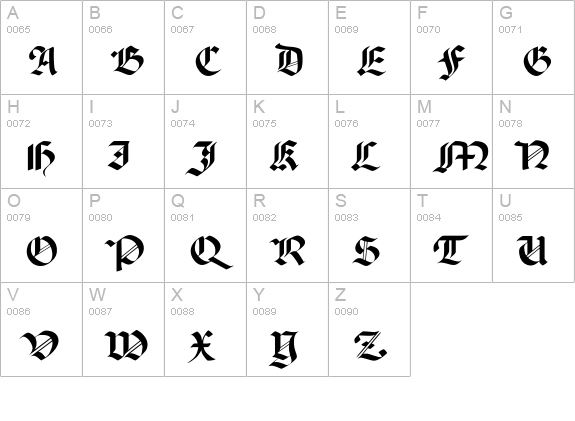 Paladin uppercase A-Z preview