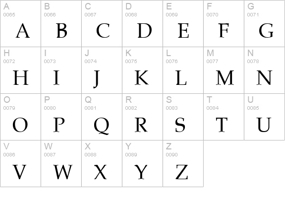 Palatia Regular uppercase A-Z preview
