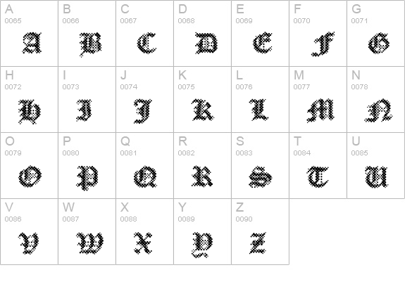 PalimpsestDark uppercase A-Z preview