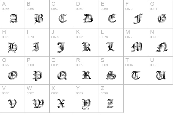 PalimpsestRegular uppercase A-Z preview