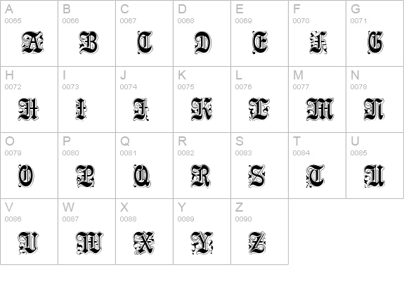 Pamela uppercase A-Z preview