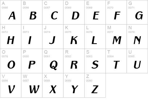 Panache Bold Italic uppercase A-Z preview