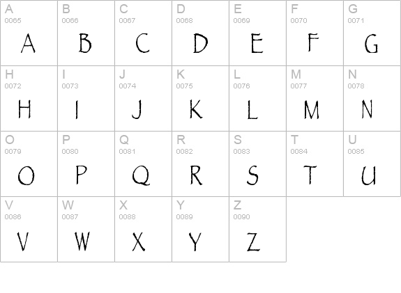 Papyrus Condensed uppercase A-Z preview