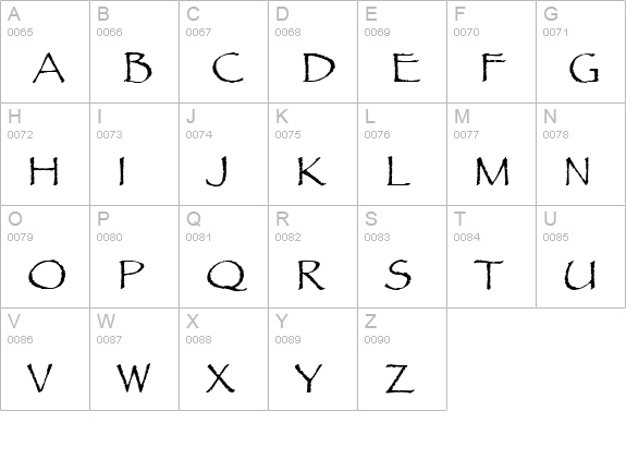 Papyrus LET Plain uppercase A-Z preview