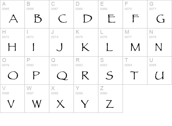 Papyrus Regular uppercase A-Z preview