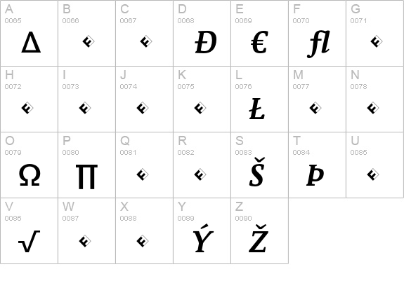 Parable-BoldItalicExpert uppercase A-Z preview