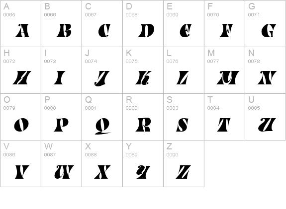 Parade Italic uppercase A-Z preview