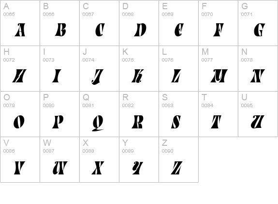 ParadeTight Italic uppercase A-Z preview