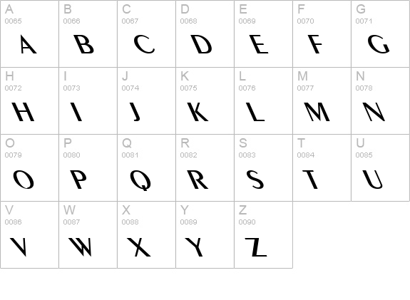 Pare Reverse Italic uppercase A-Z preview