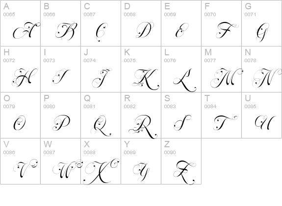Parfait Script Swash uppercase A-Z preview