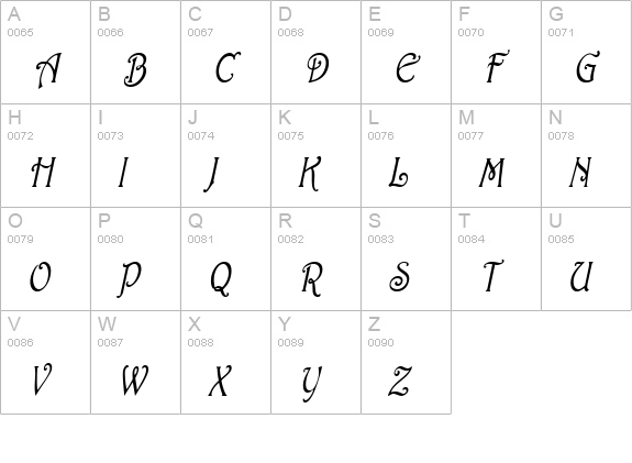 ParisianCondensed Italic uppercase A-Z preview