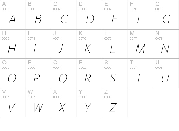 ParisineClair Italic uppercase A-Z preview