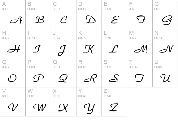 Parker uppercase A-Z preview