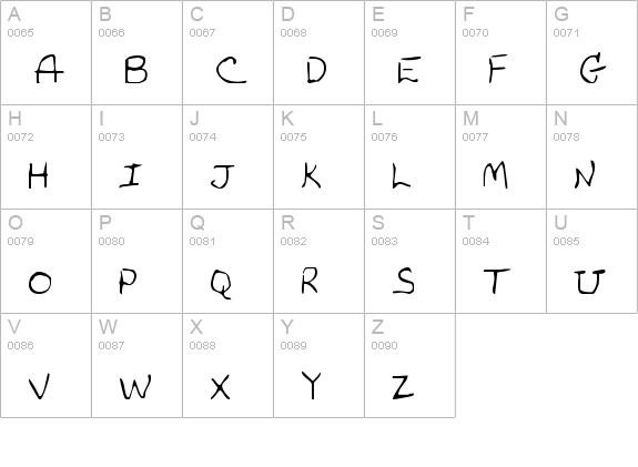 Parker's Hand uppercase A-Z preview