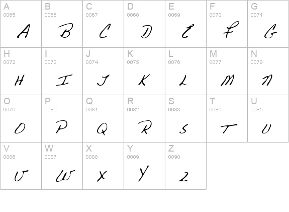 ParkersHand Regular uppercase A-Z preview
