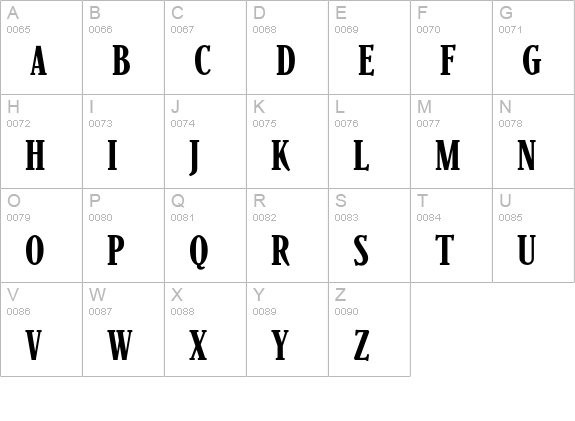 Parkinson-Condensed uppercase A-Z preview