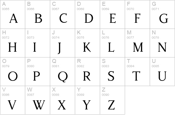 Parkinson-Roman uppercase A-Z preview