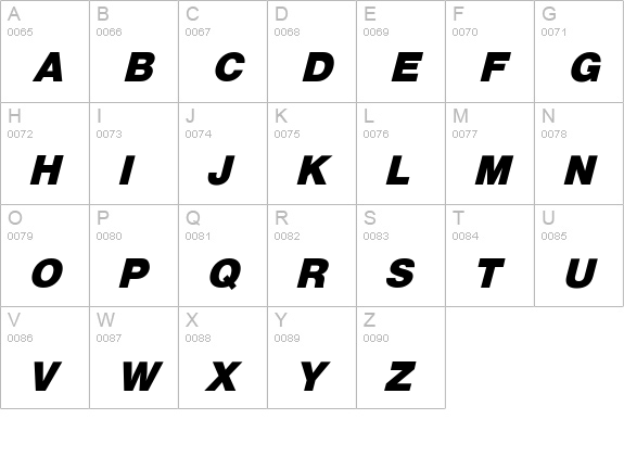 PartridgeObl-He uppercase A-Z preview