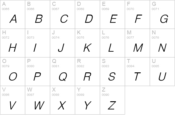 PartridgeObl-Li uppercase A-Z preview