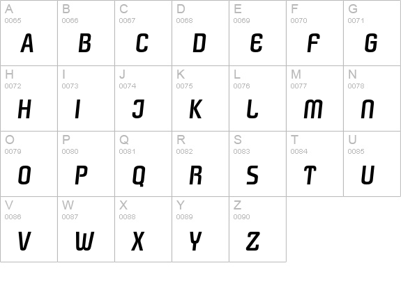 PasadenaEF-MediumItalic uppercase A-Z preview
