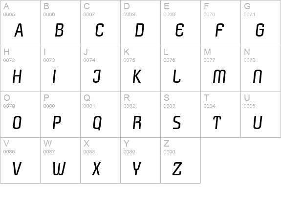 PasadenaEF-RegularItalic uppercase A-Z preview