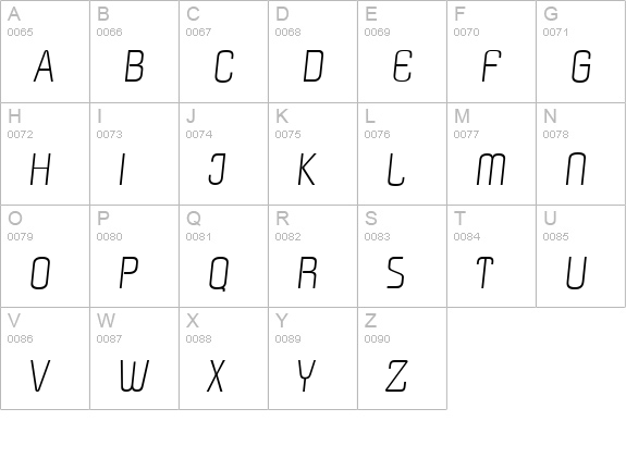 PasadenaSerial-Xlight-Italic uppercase A-Z preview