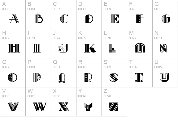 Pastiche uppercase A-Z preview