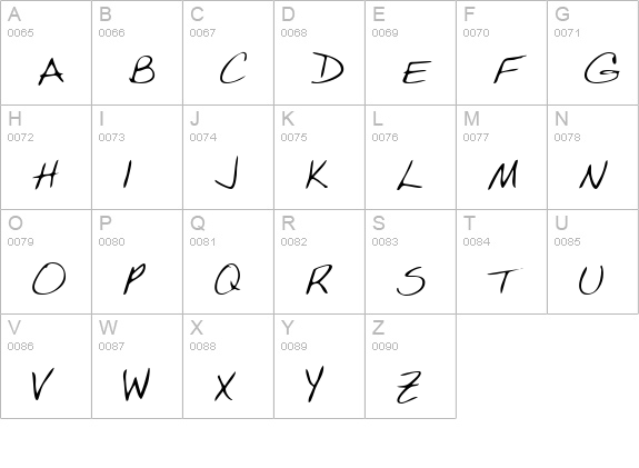 PatriciasHand Regular uppercase A-Z preview