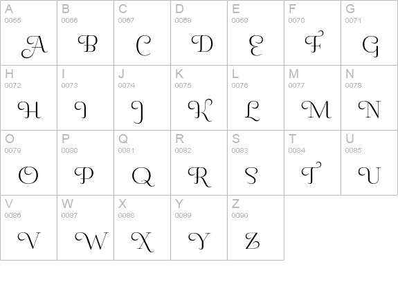 Pauline Didone Light uppercase A-Z preview