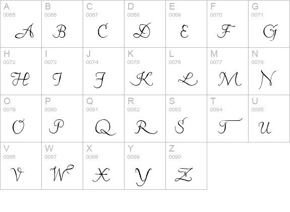 Pavane uppercase A-Z preview