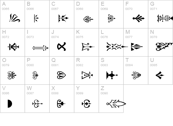 PC Ornaments uppercase A-Z preview