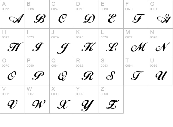 PCSilkee uppercase A-Z preview
