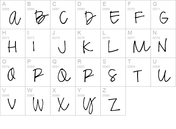Pea Missy Cursive uppercase A-Z preview