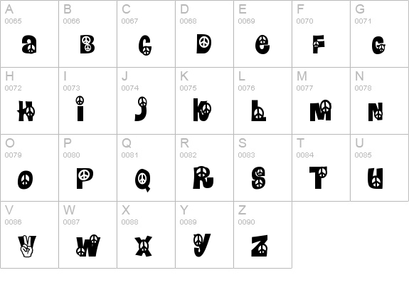 Peace uppercase A-Z preview