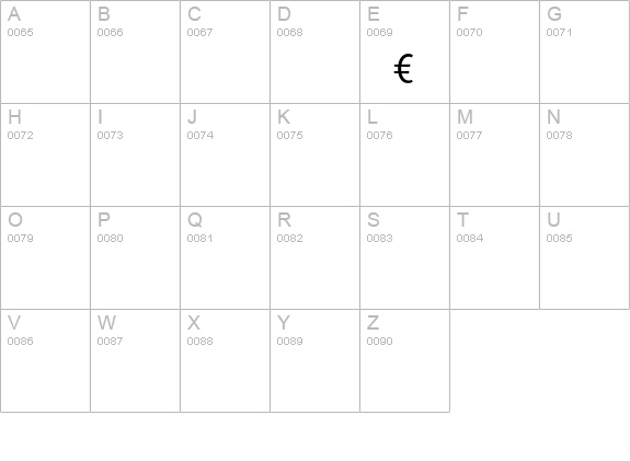 PedestriaMVB-Euro-Regular uppercase A-Z preview