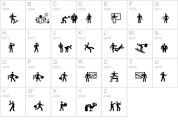 PedestriaMVB-PictOne uppercase A-Z preview