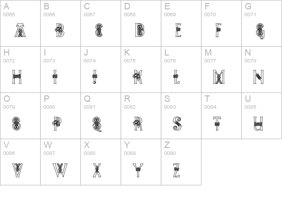 Pee's Celtic outline uppercase A-Z preview