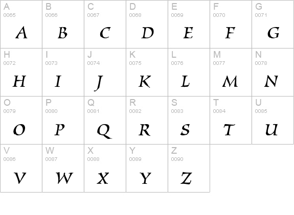 Pelican uppercase A-Z preview