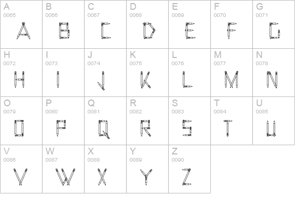 PencilOut uppercase A-Z preview