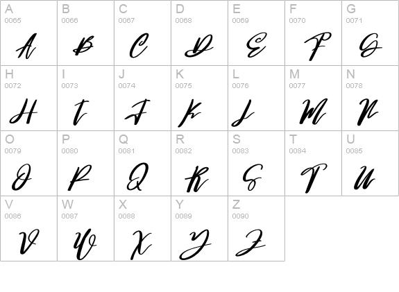 Pennature uppercase A-Z preview