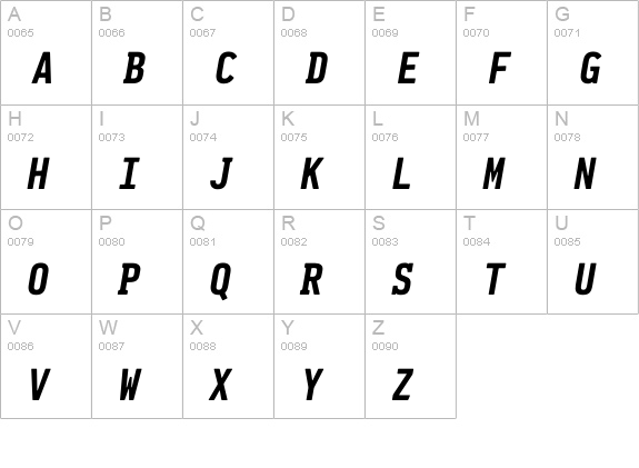 Pennsylvania Bold Italic uppercase A-Z preview