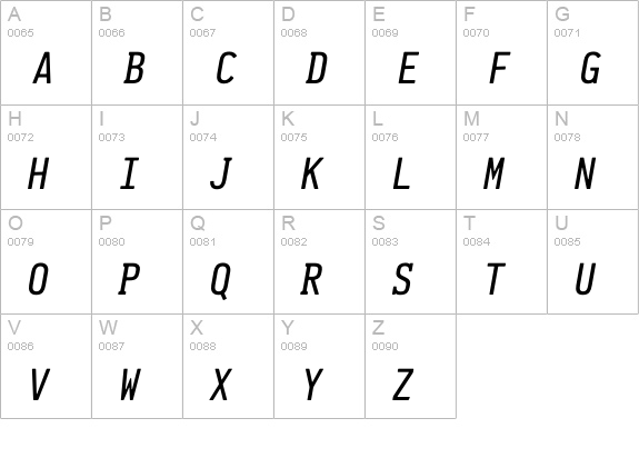 Pennsylvania Regular Italic uppercase A-Z preview