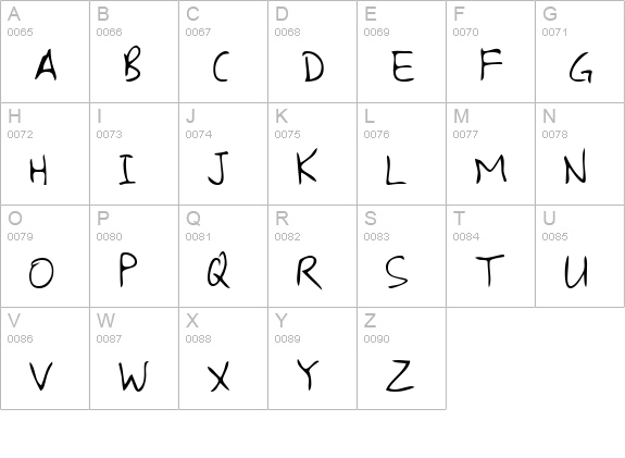 PennysHand Regular uppercase A-Z preview