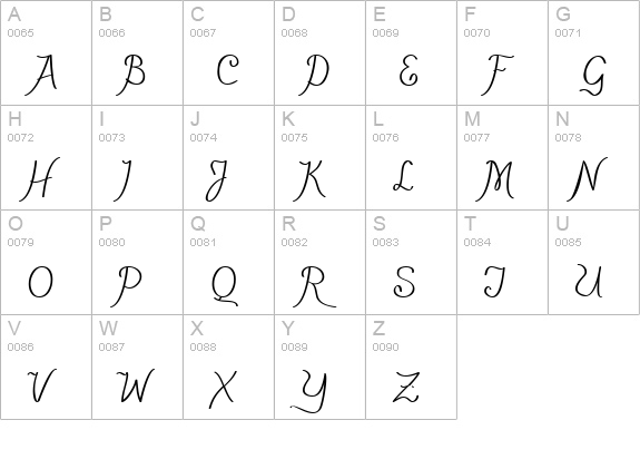 PensleCaligraf uppercase A-Z preview