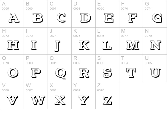 PenthouseShadow-Bold uppercase A-Z preview