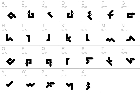 Pentomino uppercase A-Z preview