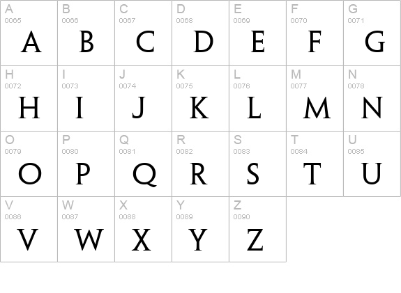 Penumbra Web Pro Serif uppercase A-Z preview