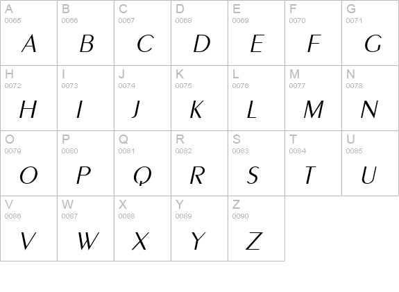 PenyaeLight Italic uppercase A-Z preview